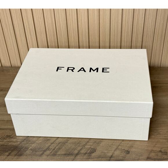 FRAME Le Tati Chain Noir Leather Slingback Sandal Black Gold Chain Size 9 - Picture 14 of 16